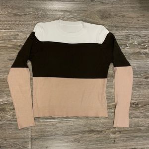 NWOT SHEIN brown/tan/white ribbed LS top size L
